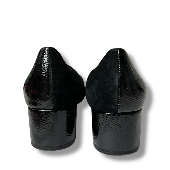 Perlina Pumps Peaches Low Block Heel Gold Details Suede and Patent Leather 9.5M - Picture 9 of 16